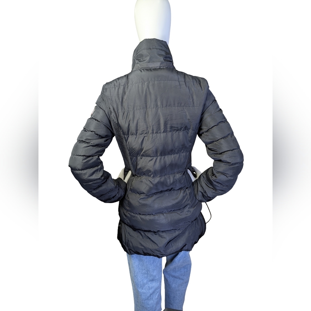 Dynamics Geographical Norway Black Quilted Long Puffer Coat Size 8 - Picture 4 of 7